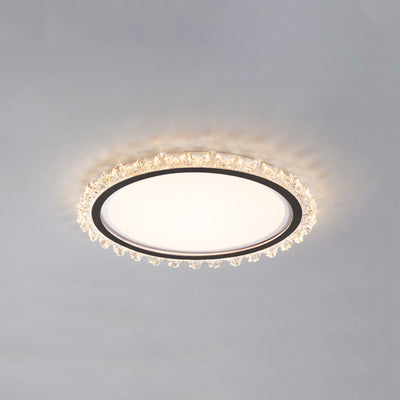 Contemporary Scandinavian Iron Acrylic Round Lace LED Flush Mount Ceiling Light For Bedroom