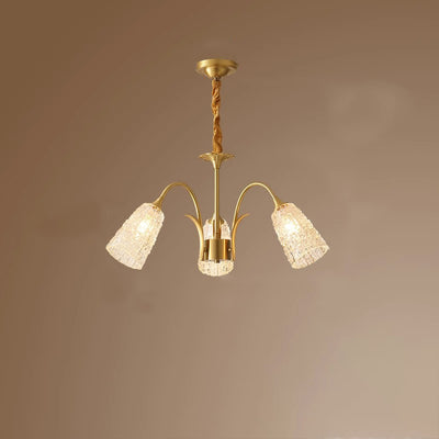 Lustres Contemporains de Luxe en Laiton et Verre Cylindre Texture 3/5/6/8/10 Lumières pour Salon 