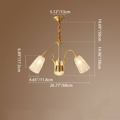 Lustres Contemporains de Luxe en Laiton et Verre Cylindre Texture 3/5/6/8/10 Lumières pour Salon 