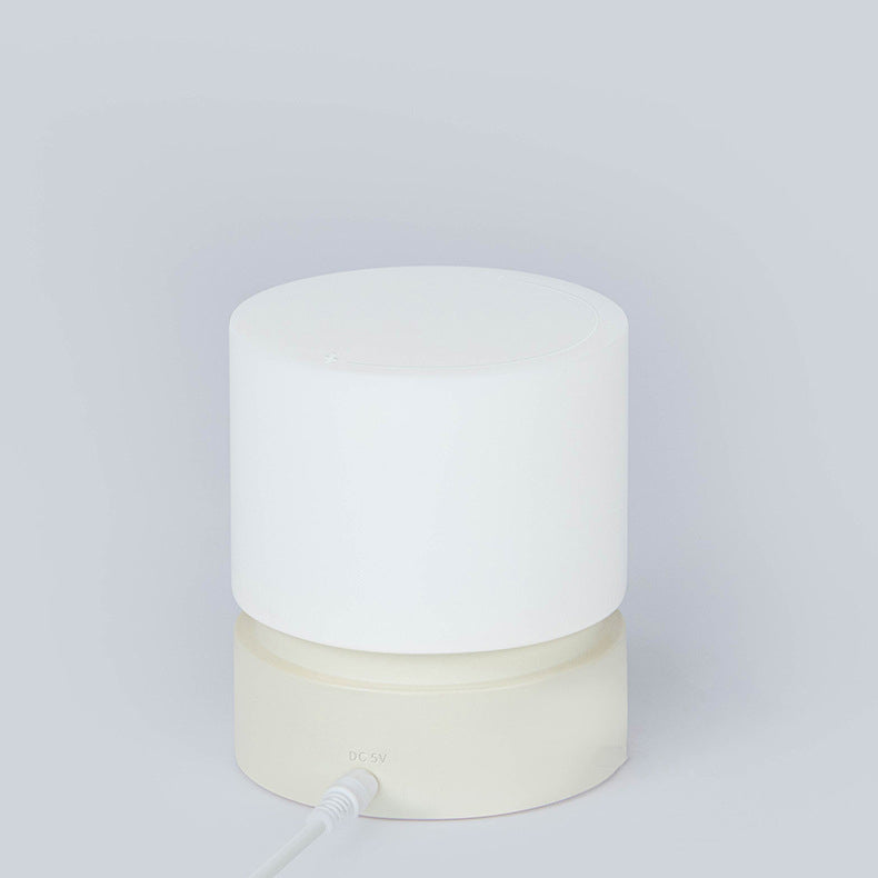 Lámpara de mesa LED cilíndrica de sílice ABS HIPS recargable temporizador nórdico contemporáneo luz nocturna para mesita de noche 