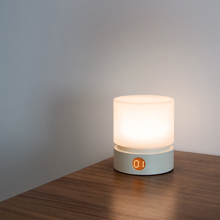 Lámpara de mesa LED cilíndrica de sílice ABS HIPS recargable temporizador nórdico contemporáneo luz nocturna para mesita de noche 