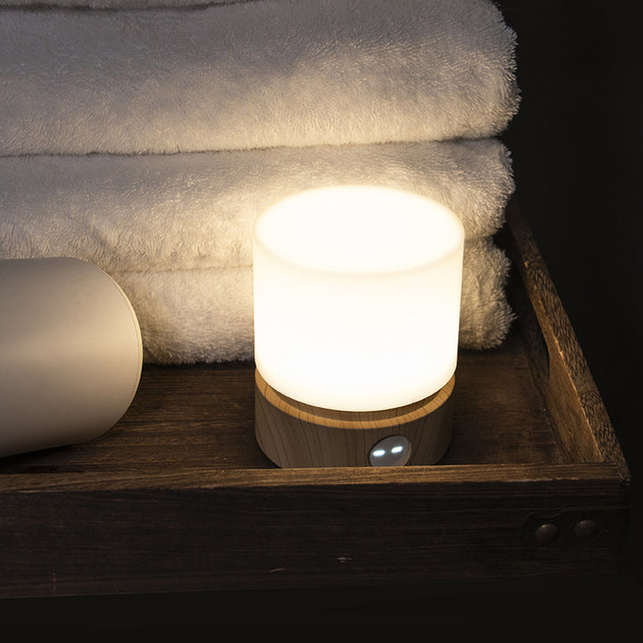 Lámpara de mesa LED cilíndrica de sílice ABS HIPS recargable temporizador nórdico contemporáneo luz nocturna para mesita de noche 