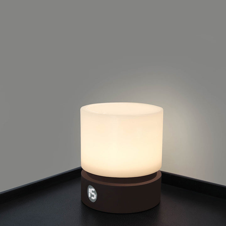Lámpara de mesa LED cilíndrica de sílice ABS HIPS recargable temporizador nórdico contemporáneo luz nocturna para mesita de noche 