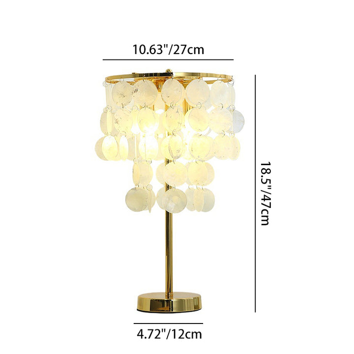 Lampe de table contemporaine scandinave ronde en coquillage naturel et fer avec 1 lumière pour chambre à coucher 