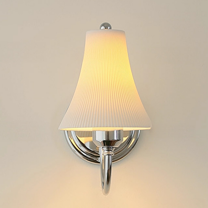Traditional French Round Iron Ceramic 1-Light Slim Waist-Shaped Wall Sconce Lamp For Bedroom