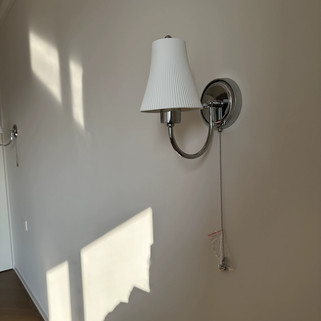 Traditional French Round Iron Ceramic 1-Light Slim Waist-Shaped Wall Sconce Lamp For Bedroom
