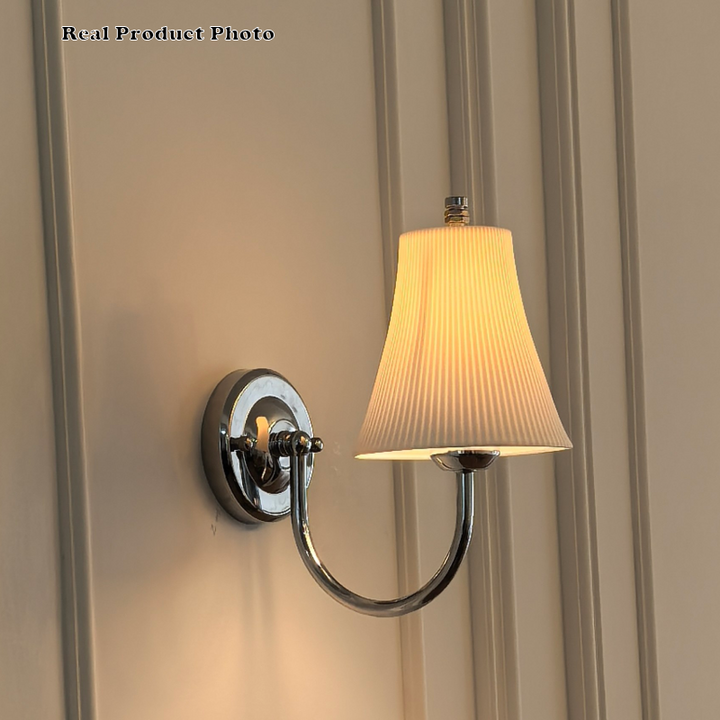 Traditional French Round Iron Ceramic 1-Light Slim Waist-Shaped Wall Sconce Lamp For Bedroom