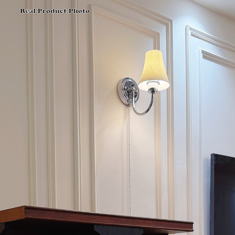 Traditional French Round Iron Ceramic 1-Light Slim Waist-Shaped Wall Sconce Lamp For Bedroom