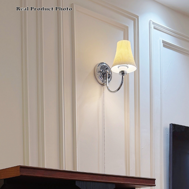 Traditional French Round Iron Ceramic 1-Light Slim Waist-Shaped Wall Sconce Lamp For Bedroom