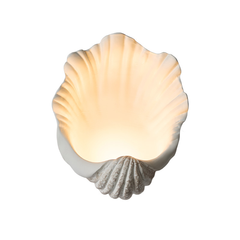 Traditional French Shell-Shaped Resin 1-Light Wall Sconce Lamp For Living Room