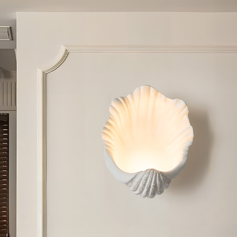 Traditional French Shell-Shaped Resin 1-Light Wall Sconce Lamp For Living Room