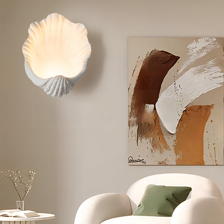 Traditional French Shell-Shaped Resin 1-Light Wall Sconce Lamp For Living Room