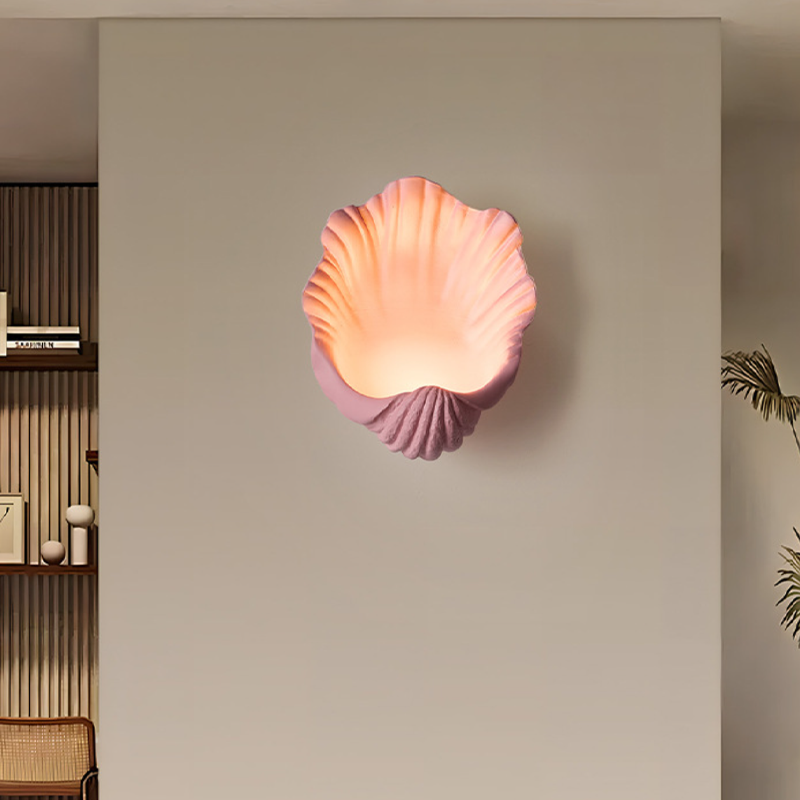 Traditional French Shell-Shaped Resin 1-Light Wall Sconce Lamp For Living Room