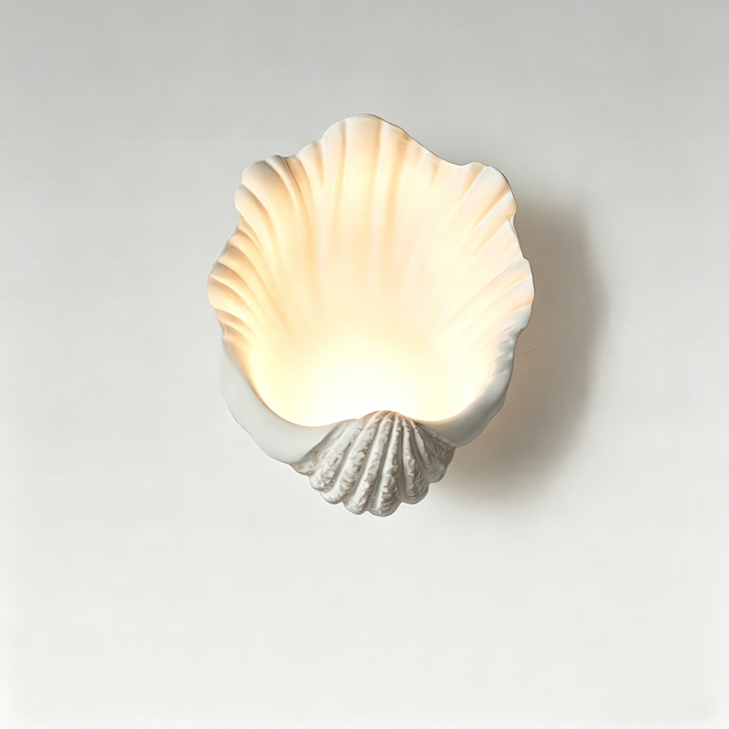 Traditional French Shell-Shaped Resin 1-Light Wall Sconce Lamp For Living Room