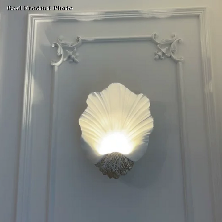 Traditional French Shell-Shaped Resin 1-Light Wall Sconce Lamp For Living Room