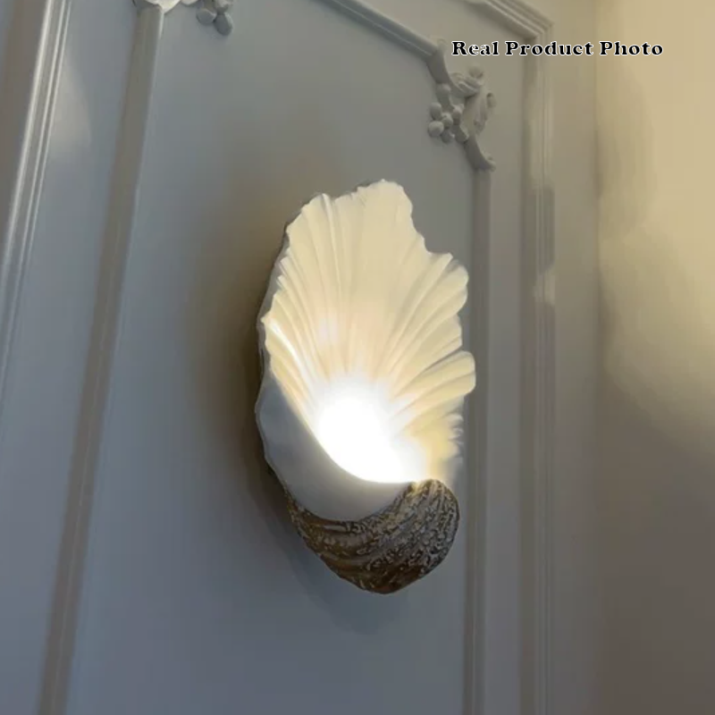 Traditional French Shell-Shaped Resin 1-Light Wall Sconce Lamp For Living Room