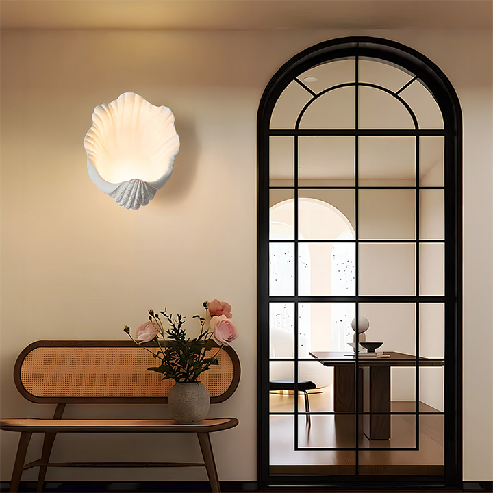 Traditional French Shell-Shaped Resin 1-Light Wall Sconce Lamp For Living Room