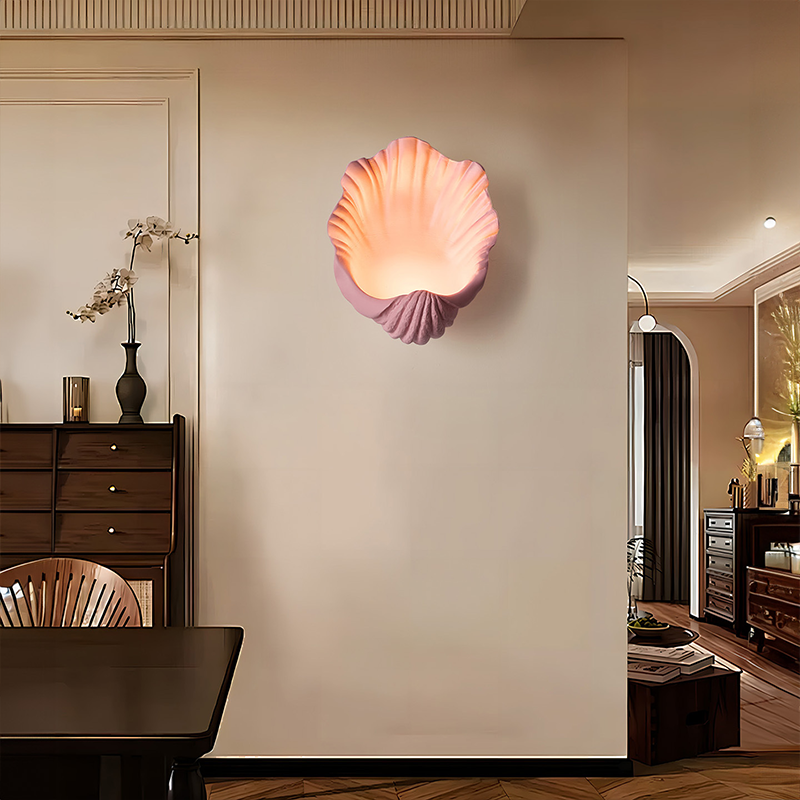 Traditional French Shell-Shaped Resin 1-Light Wall Sconce Lamp For Living Room