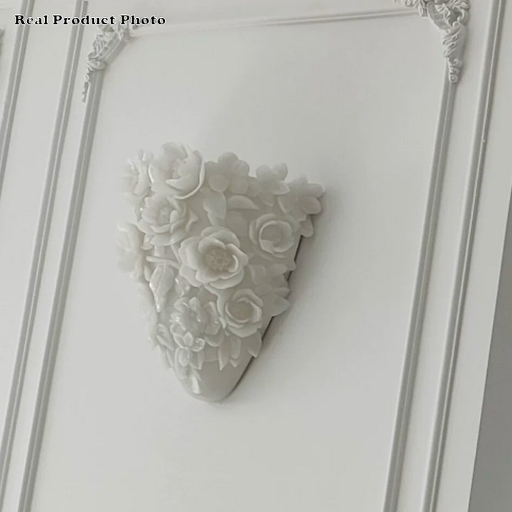 Traditional French Floral Relief Resin Iron LED Wall Sconce Lamp For Living Room