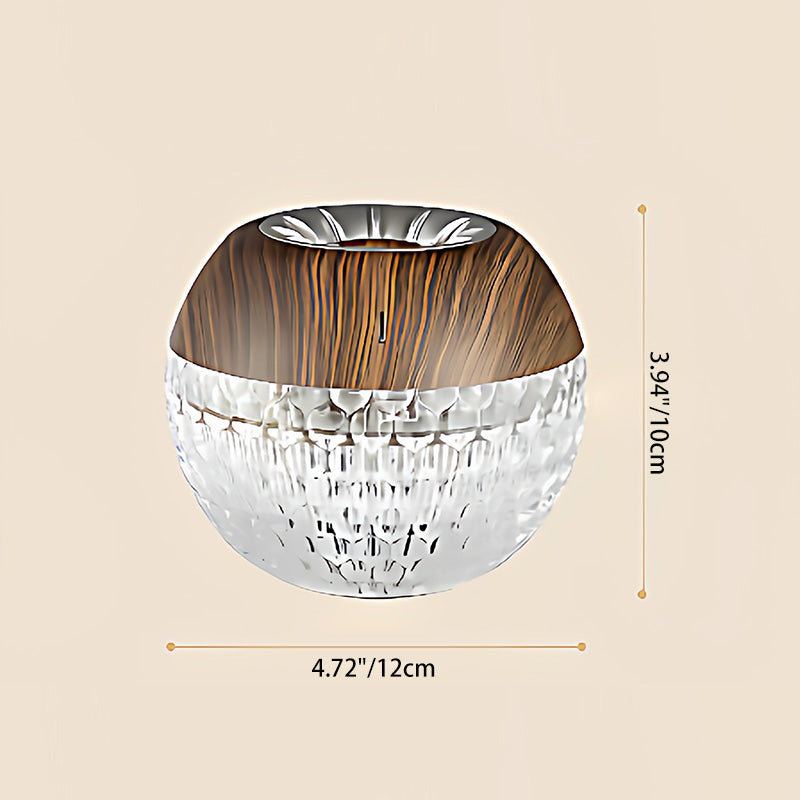 Modern Luxury Round Acrylic Wood-Grain Humidification Function LED Table Lamp For Bedroom