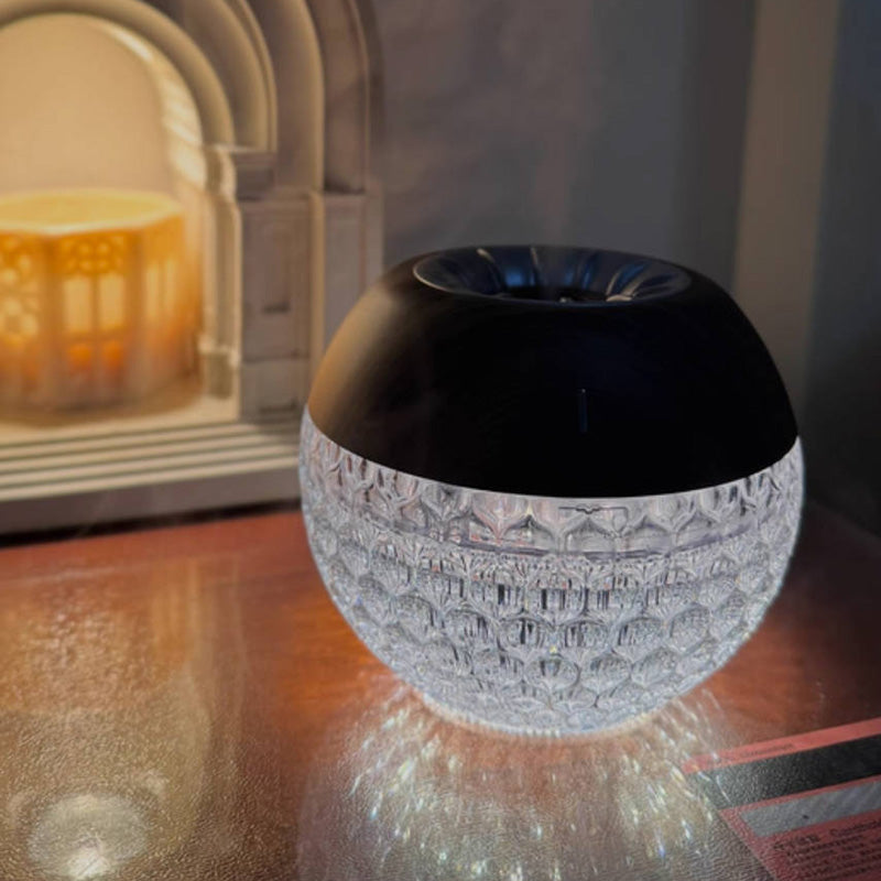 Modern Luxury Round Acrylic Wood-Grain Humidification Function LED Table Lamp For Bedroom