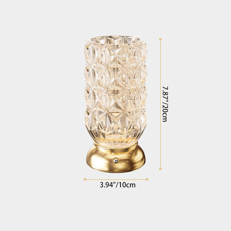 Modern Luxury Round Glass Aluminum Alloy LED Decorative Vase Table Lamp For Bedroom