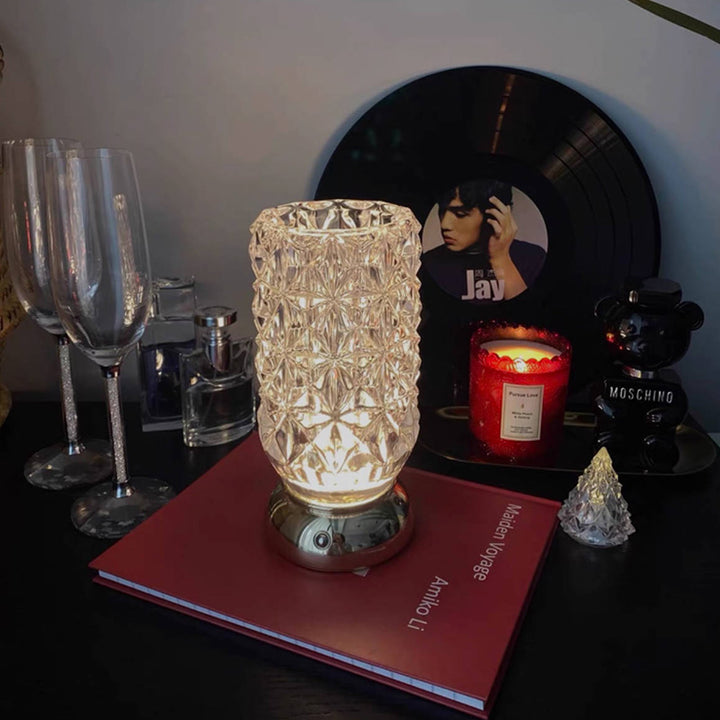 Modern Luxury Round Glass Aluminum Alloy LED Decorative Vase Table Lamp For Bedroom