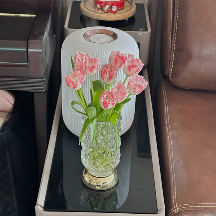Modern Luxury Round Glass Aluminum Alloy LED Decorative Vase Table Lamp For Bedroom