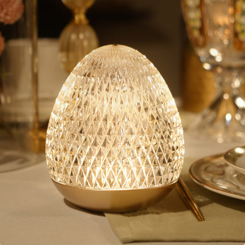 Modern Luxury Round Acrylic Aluminum Alloy LED Table Lamp For Bedroom