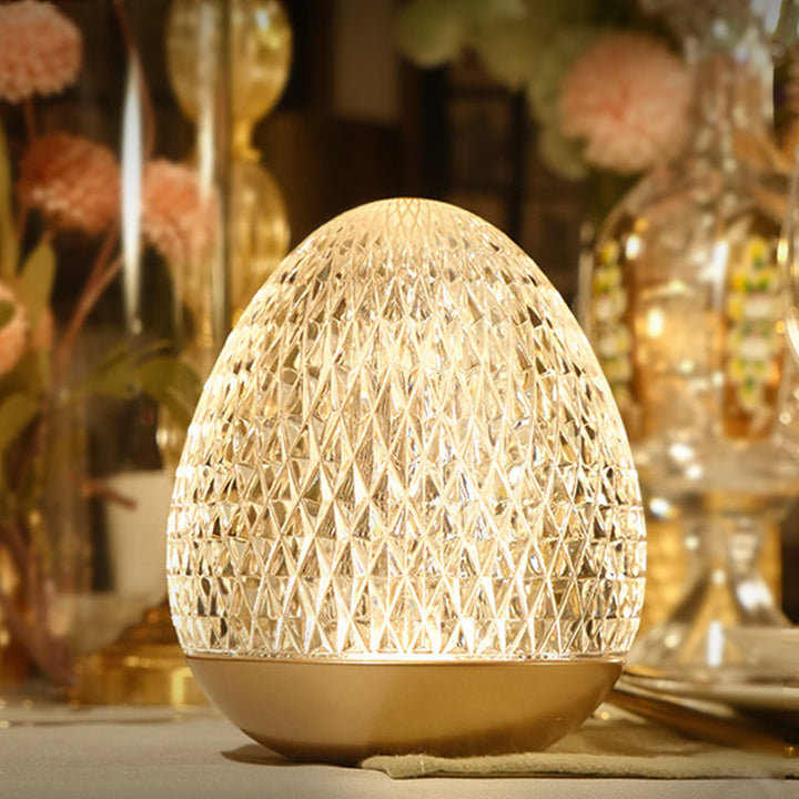 Modern Luxury Round Acrylic Aluminum Alloy LED Table Lamp For Bedroom
