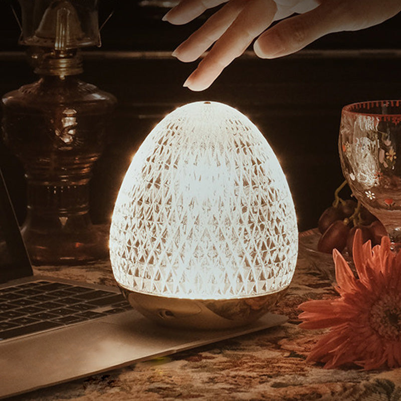 Modern Luxury Round Acrylic Aluminum Alloy LED Table Lamp For Bedroom