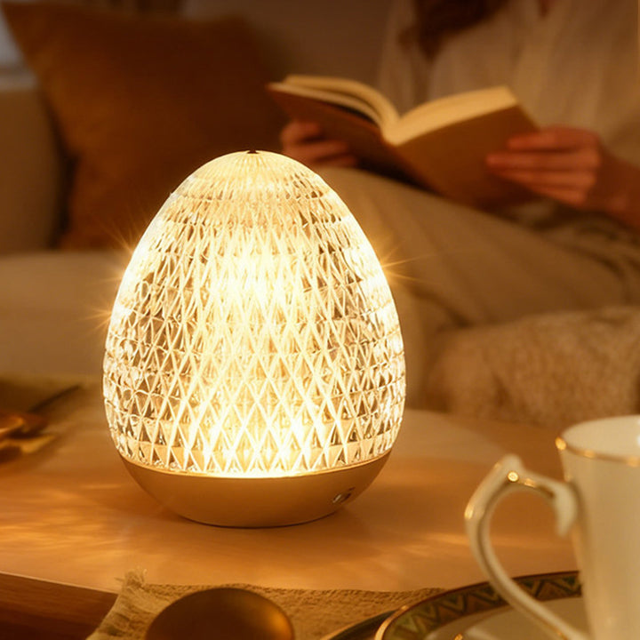 Modern Luxury Round Acrylic Aluminum Alloy LED Table Lamp For Bedroom