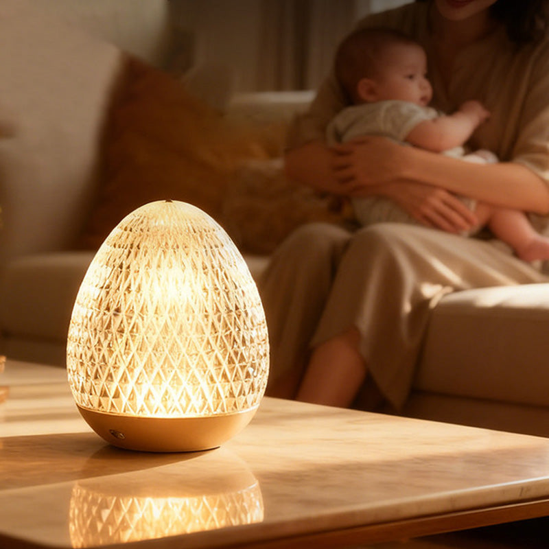 Modern Luxury Round Acrylic Aluminum Alloy LED Table Lamp For Bedroom
