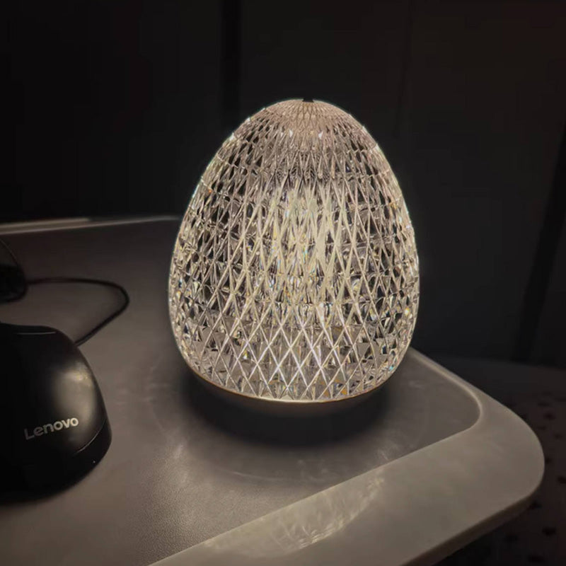 Modern Luxury Round Acrylic Aluminum Alloy LED Table Lamp For Bedroom
