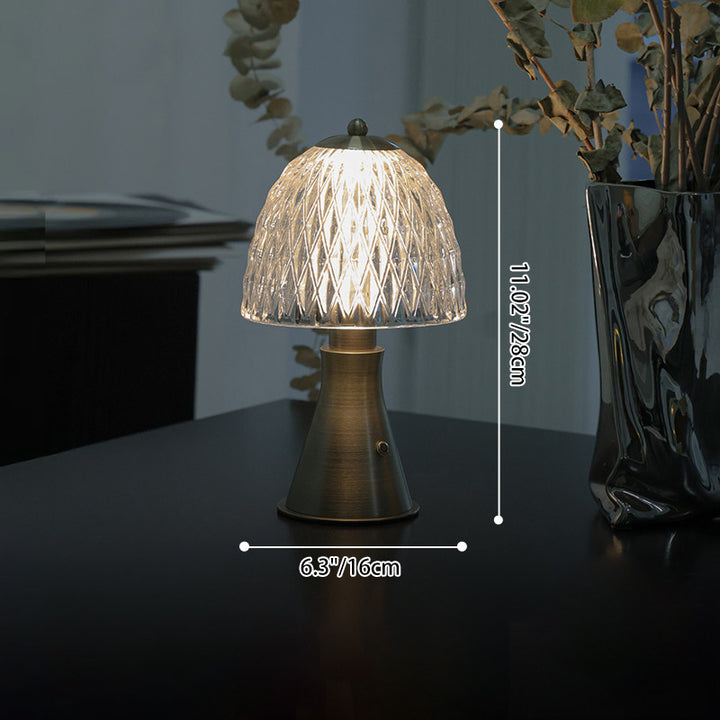 Modern Luxury Round Glass Aluminum Alloy LED Table Lamp For Bedroom
