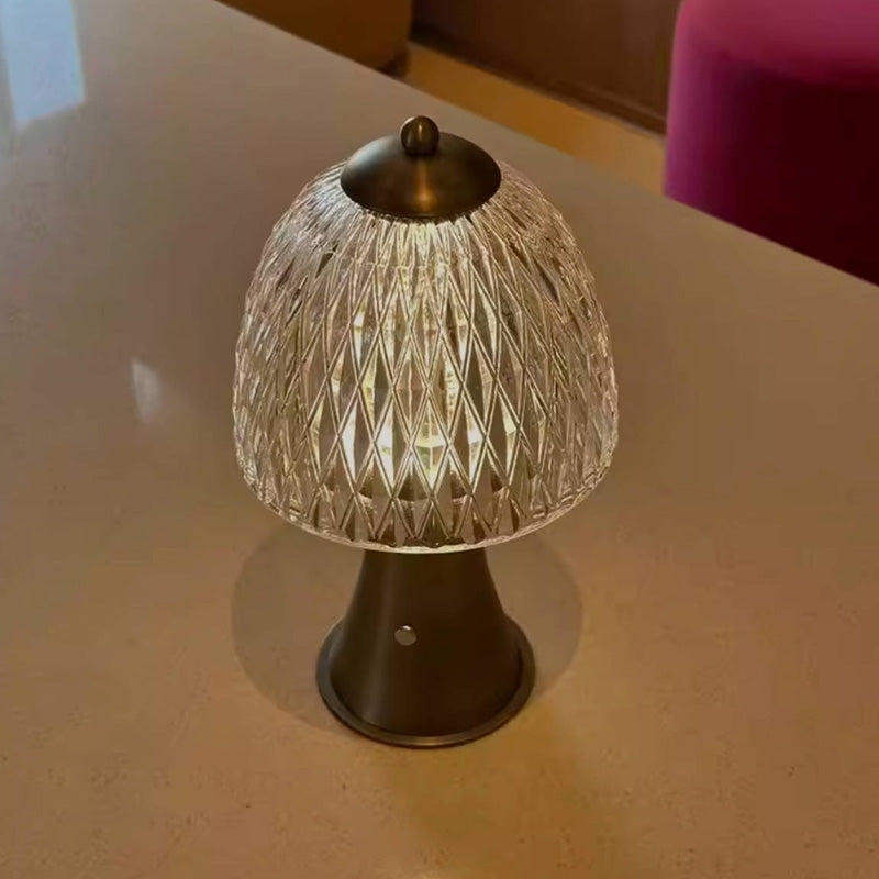 Modern Luxury Round Glass Aluminum Alloy LED Table Lamp For Bedroom