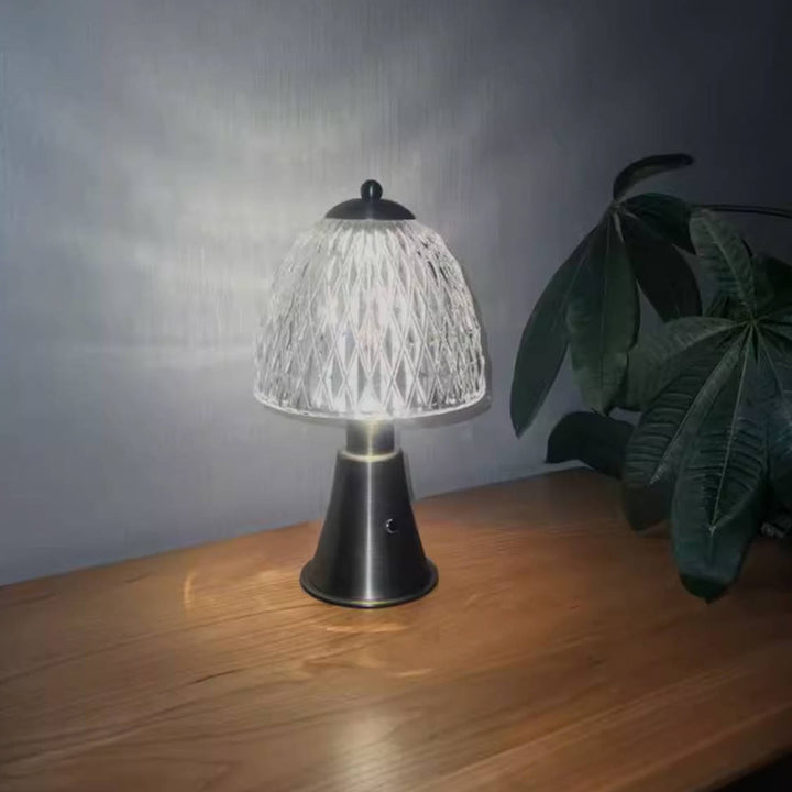 Modern Luxury Round Glass Aluminum Alloy LED Table Lamp For Bedroom