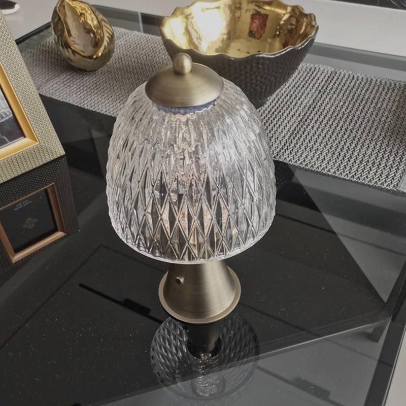 Modern Luxury Round Glass Aluminum Alloy LED Table Lamp For Bedroom