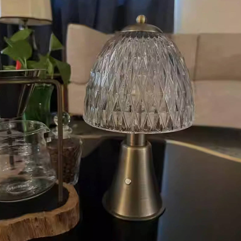 Modern Luxury Round Glass Aluminum Alloy LED Table Lamp For Bedroom