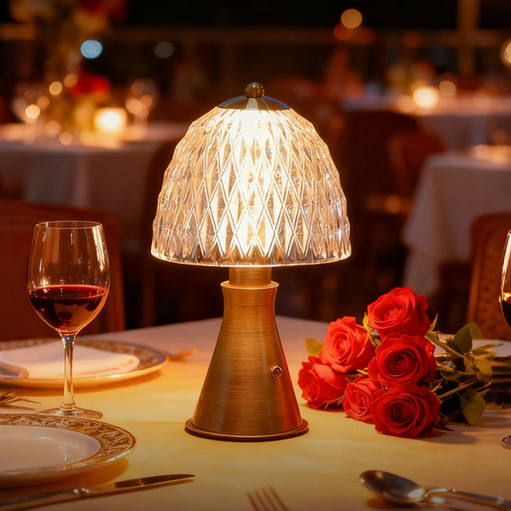 Modern Luxury Round Glass Aluminum Alloy LED Table Lamp For Bedroom