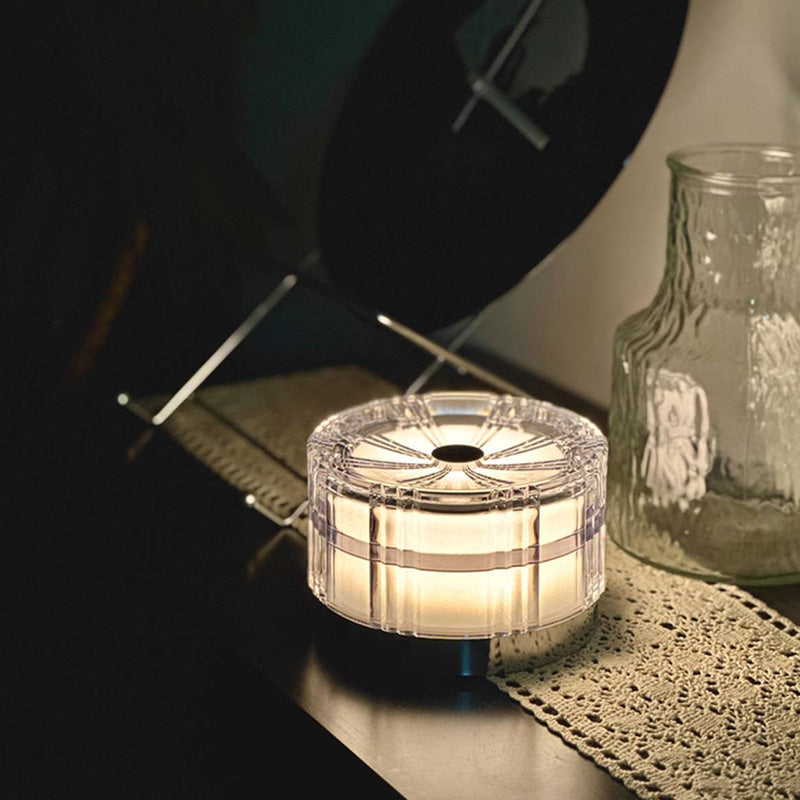 Modern Luxury Round Acrylic Aluminum Alloy LED Electroplated Table Lamp For Bedroom