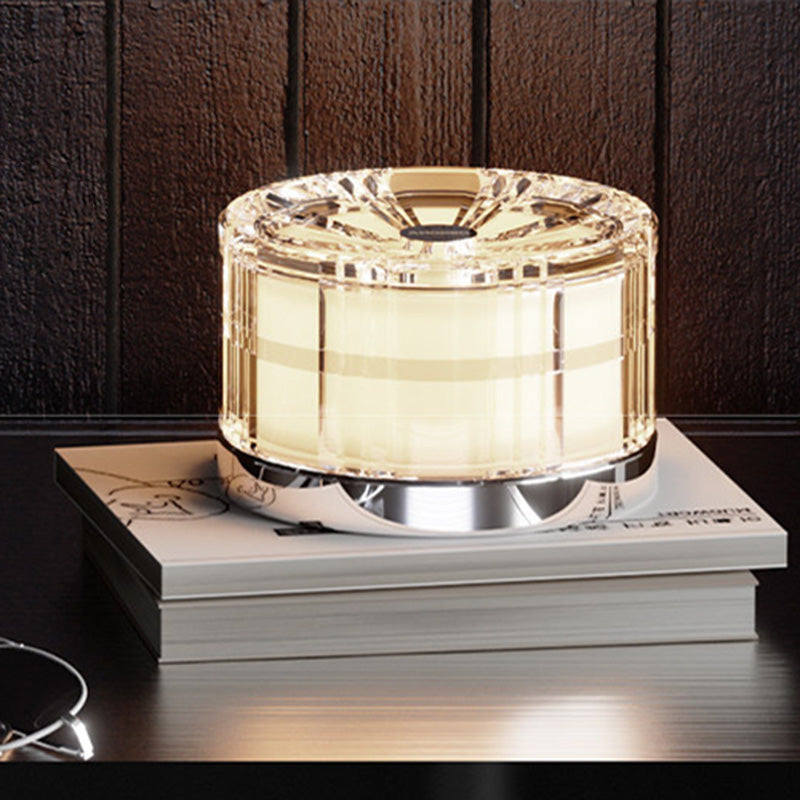 Modern Luxury Round Acrylic Aluminum Alloy LED Electroplated Table Lamp For Bedroom
