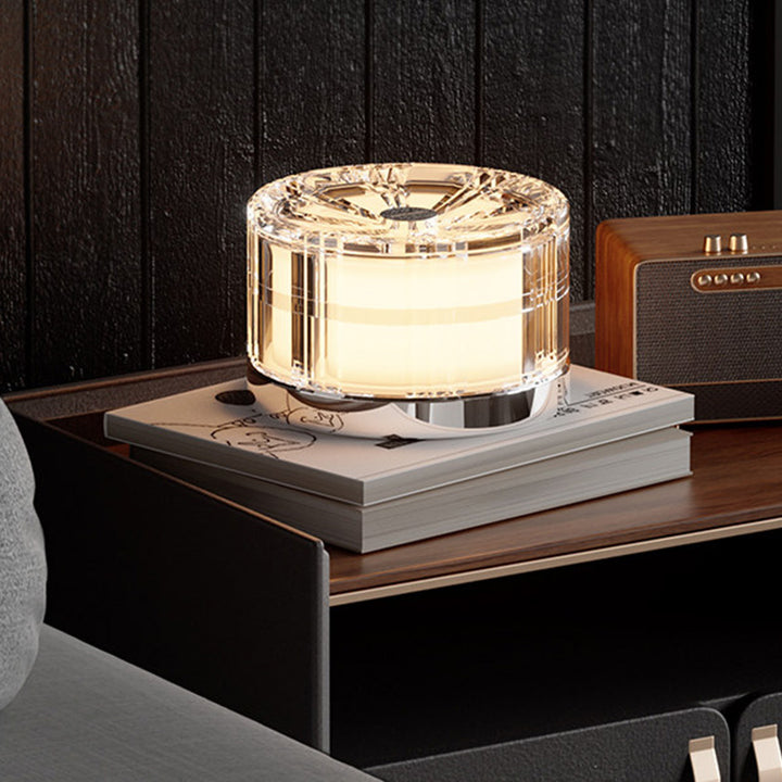 Modern Luxury Round Acrylic Aluminum Alloy LED Electroplated Table Lamp For Bedroom