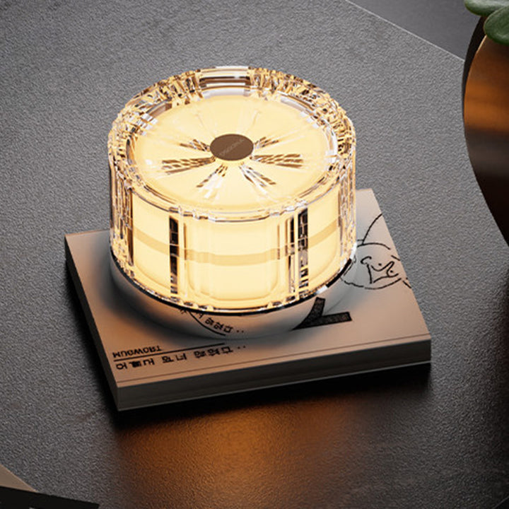 Modern Luxury Round Acrylic Aluminum Alloy LED Electroplated Table Lamp For Bedroom