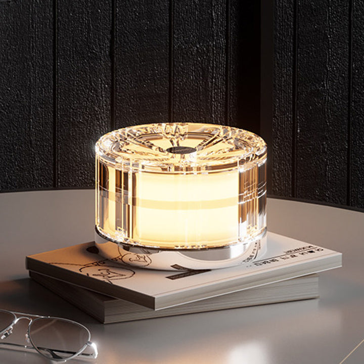 Modern Luxury Round Acrylic Aluminum Alloy LED Electroplated Table Lamp For Bedroom