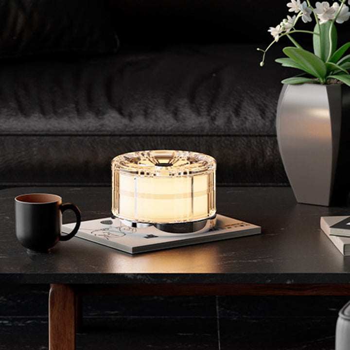 Modern Luxury Round Acrylic Aluminum Alloy LED Electroplated Table Lamp For Bedroom