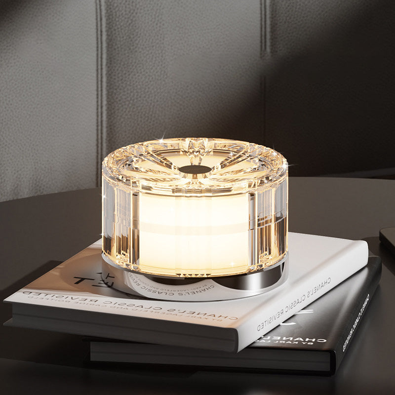 Modern Luxury Round Acrylic Aluminum Alloy LED Electroplated Table Lamp For Bedroom