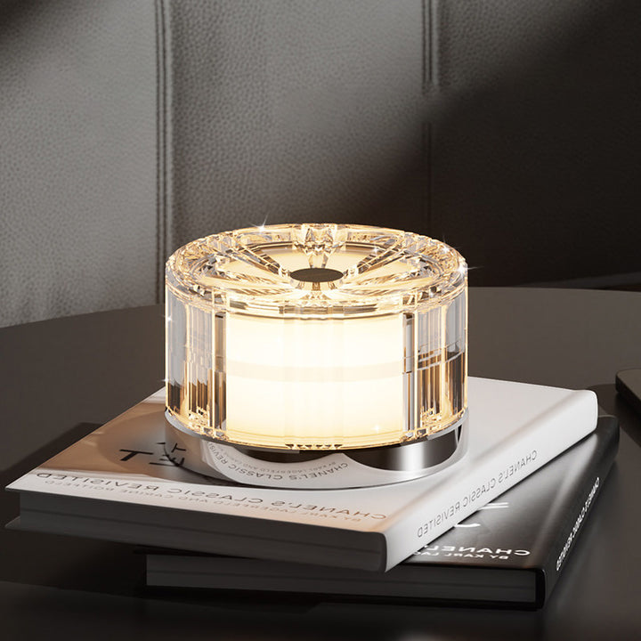 Modern Luxury Round Acrylic Aluminum Alloy LED Electroplated Table Lamp For Bedroom