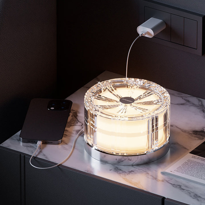 Modern Luxury Round Acrylic Aluminum Alloy LED Electroplated Table Lamp For Bedroom