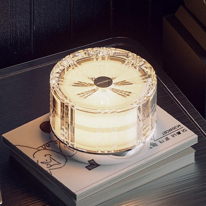 Modern Luxury Round Acrylic Aluminum Alloy LED Electroplated Table Lamp For Bedroom